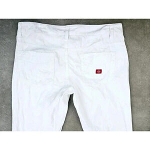 Dickies Size 11 Juniors 32 Inch Inseam White 5 Pocket Logo Jeans